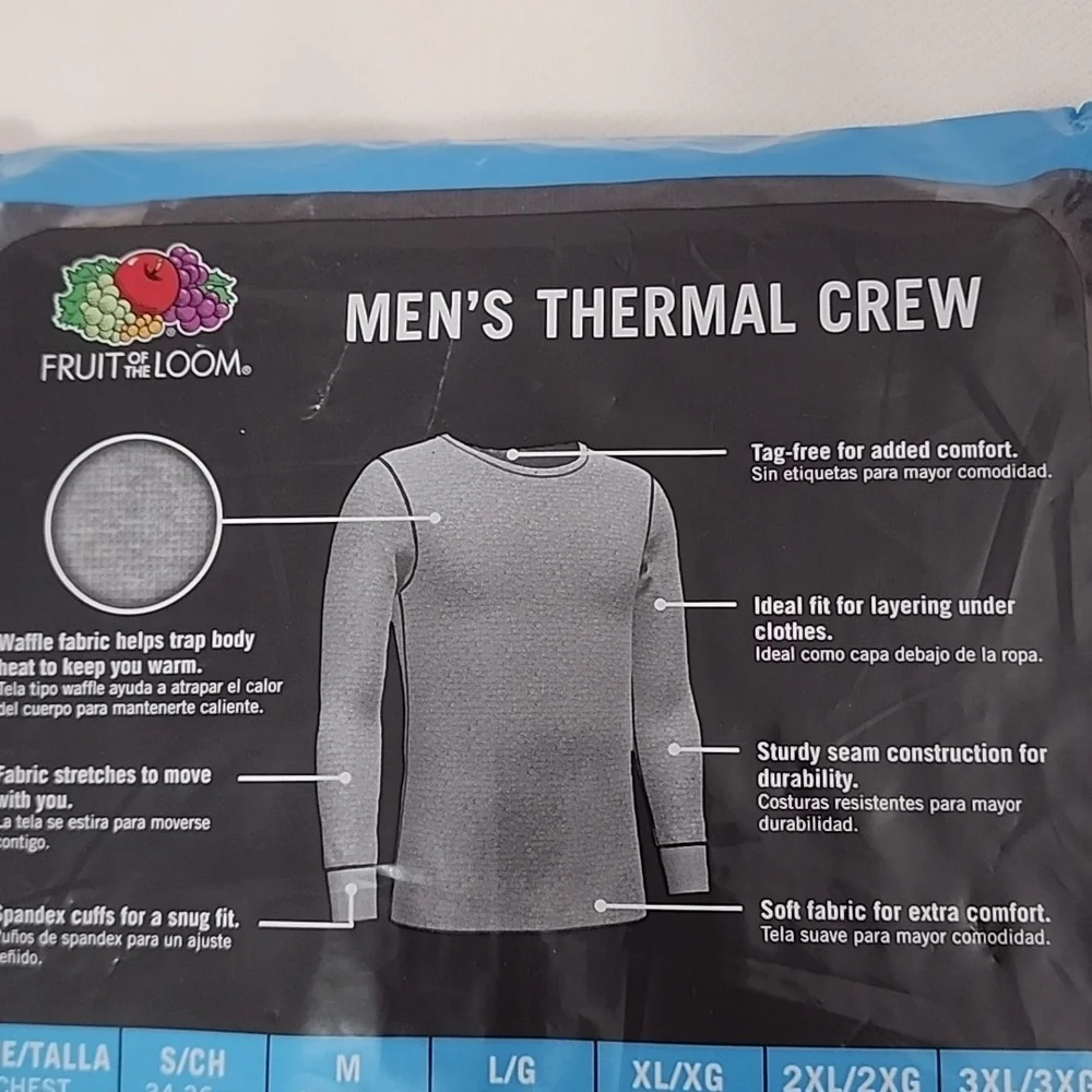 Fruit Of The Loom Men's Thermal Crew & Men's Thermal Pant Size: L - Picture 7 of 16